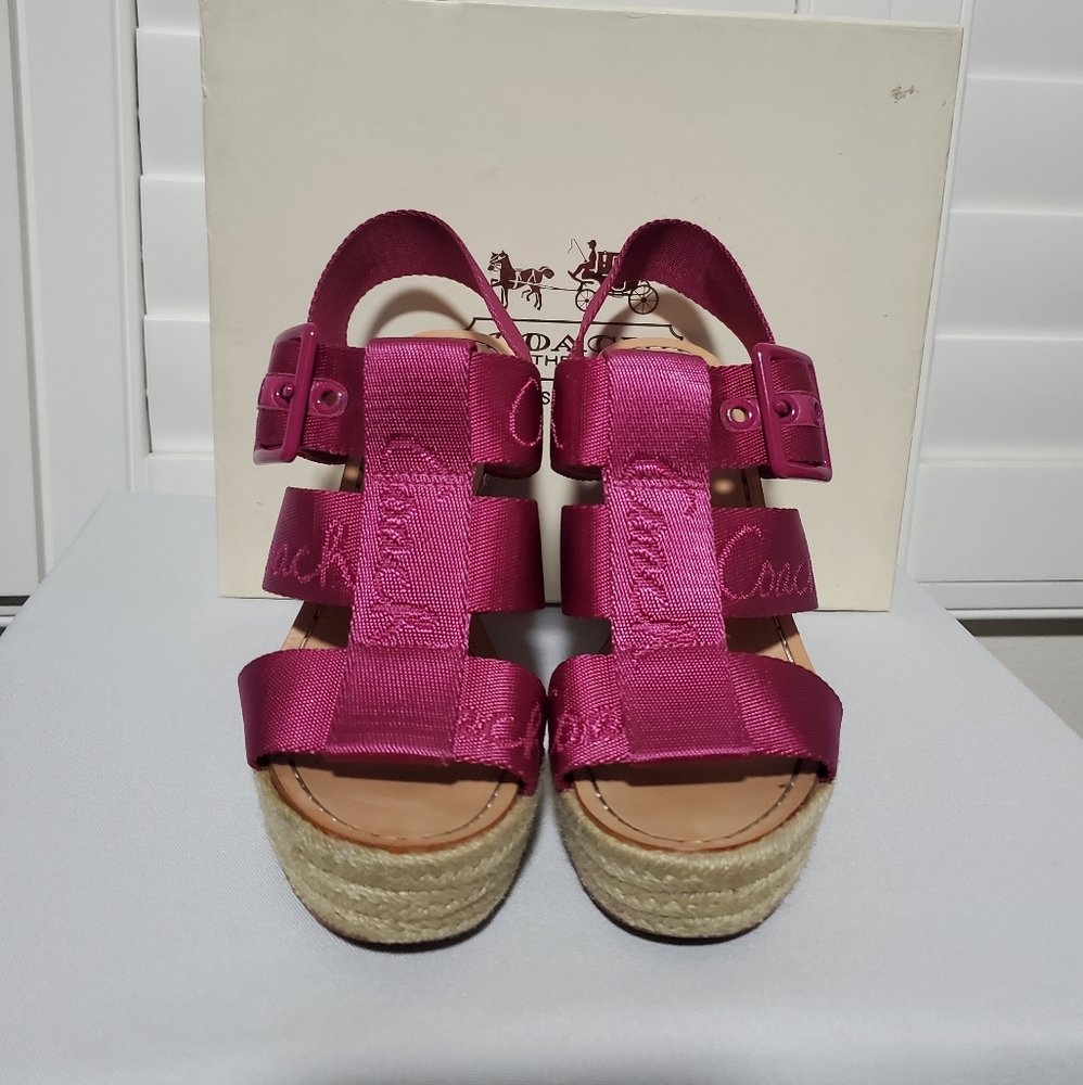 enjoying your shopping Womens Coach Espadrille Wedge Sandal Gem